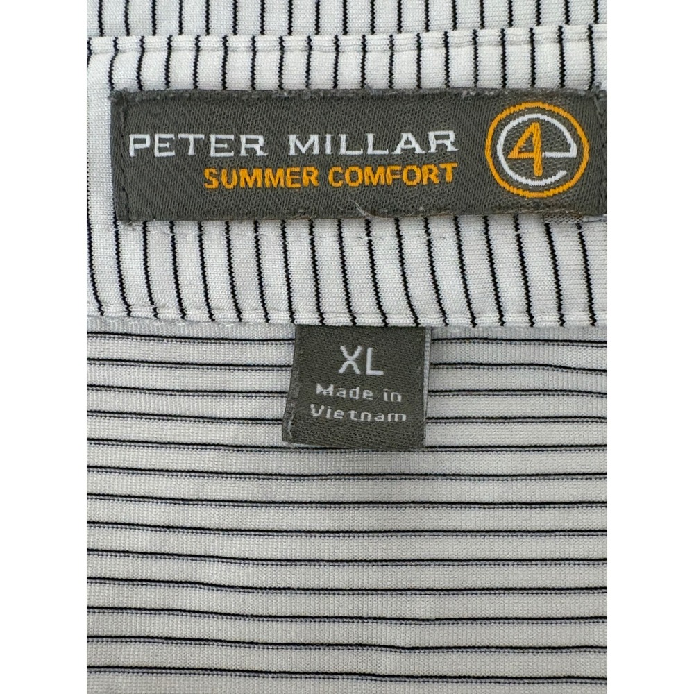 Peter Millar Summer Comfort White Black Striped Short Sleeve Golf Polo Shirt XL - Picture 11 of 14